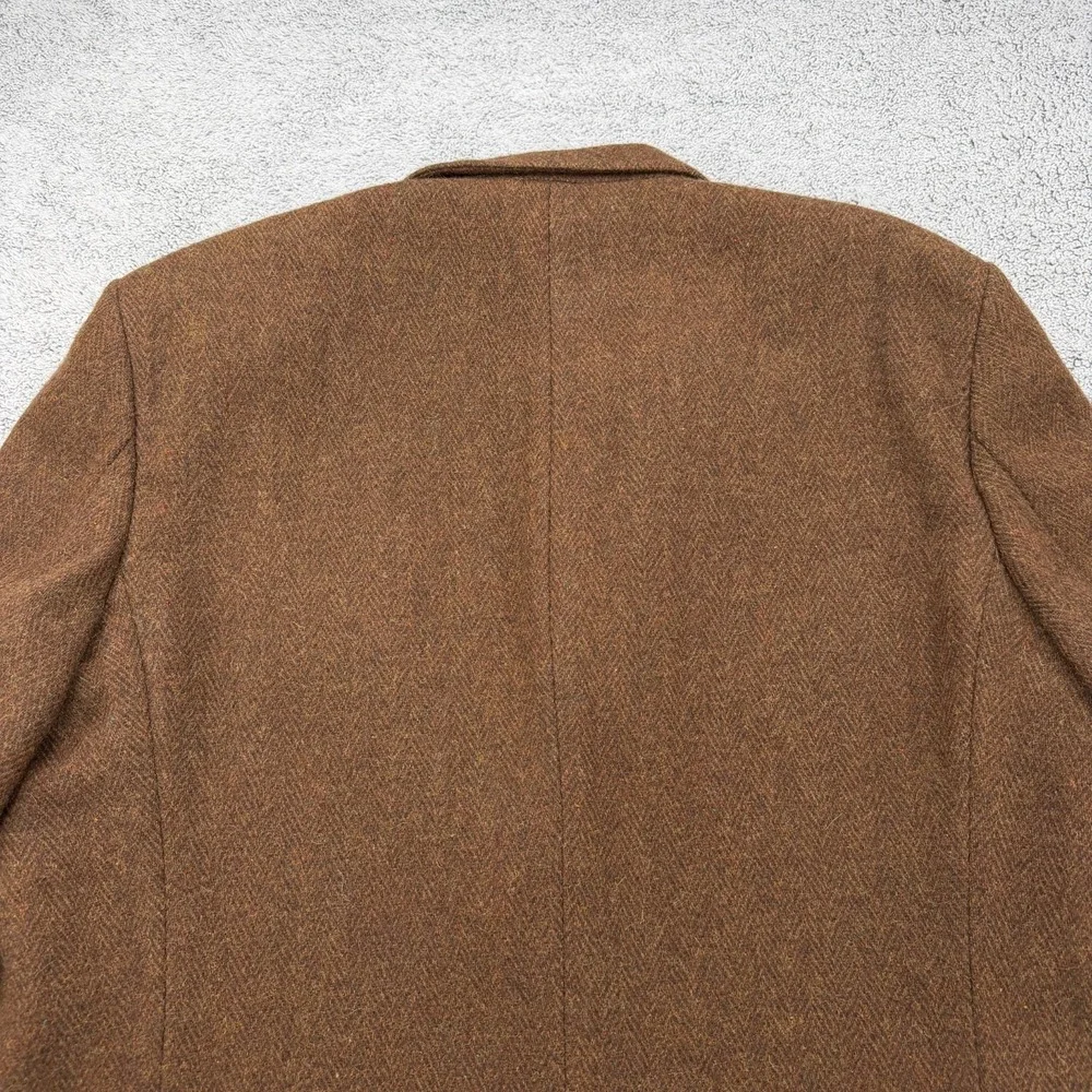 Vintage LL Bean Sport Coat Men 44 Tall Brown Herringbone Tweed Wool Blend Blazer
